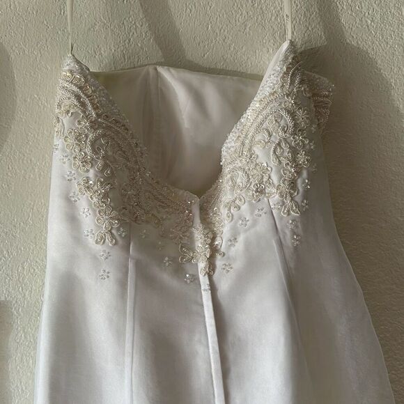 Michaelangelo Size 8 Strapless Wedding Dress chapel Train wedding dress Beaded t - Picture 7 of 10
